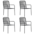 Afuera Living Powder-Coated Steel/Glass/Cotton Rope Garden Dining Set in Black