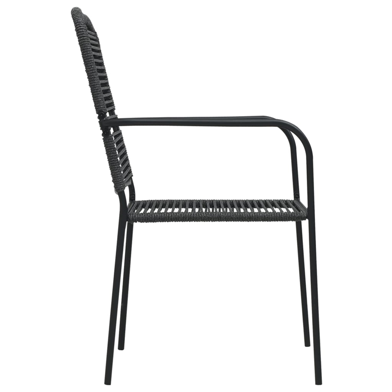 Afuera Living Powder-Coated Steel/Glass/Cotton Rope Garden Dining Set in Black