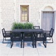 Afuera Living PVC Rattan/Powder-Coated Steel/Glass 9 Piece Dining Set in Black