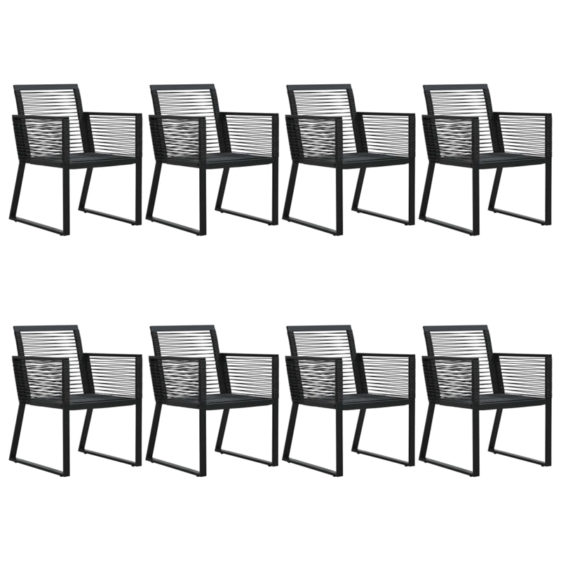 Afuera Living PVC Rattan/Powder-Coated Steel/Glass 9 Piece Dining Set in Black