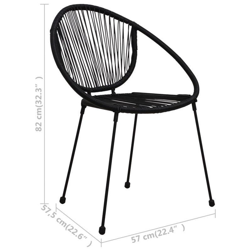 Afuera Living 3-Piece Dining Set in Black PVC Rattan/Powder-Coated Steel/Glass