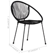 Afuera Living 3-Piece Dining Set in Black PVC Rattan/Powder-Coated Steel/Glass