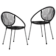 Afuera Living 3-Piece Dining Set in Black PVC Rattan/Powder-Coated Steel/Glass
