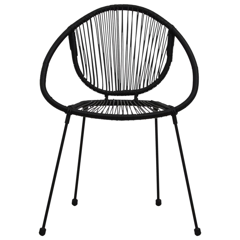 Afuera Living 3-Piece Dining Set in Black PVC Rattan/Powder-Coated Steel/Glass