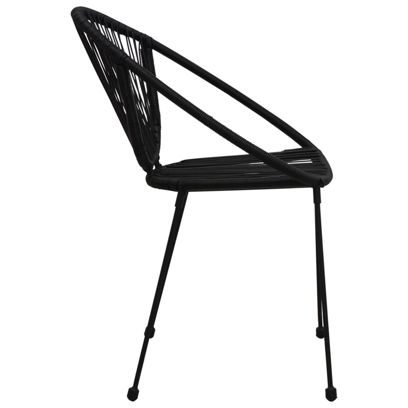 Afuera Living 3-Piece Dining Set in Black PVC Rattan/Powder-Coated Steel/Glass