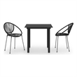 Afuera Living 3-Piece Dining Set in Black PVC Rattan/Powder-Coated Steel/Glass