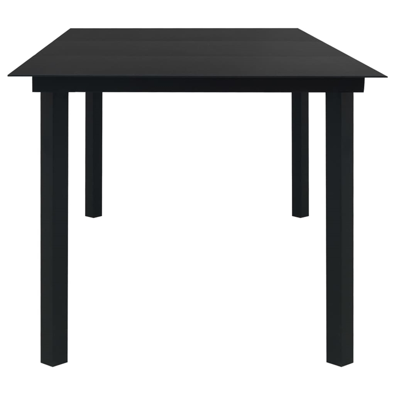 Afuera Living Powder-Coated Steel/Glass/Cotton Rope Garden Dining Set in Black