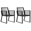 Afuera Living PVC Rattan/Powder-Coated Steel/Glass 3-Piece Dining Set in Black