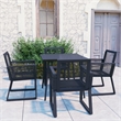 Afuera Living PVC Rattan/Powder-Coated Steel/Glass Compact Dining Set in Black