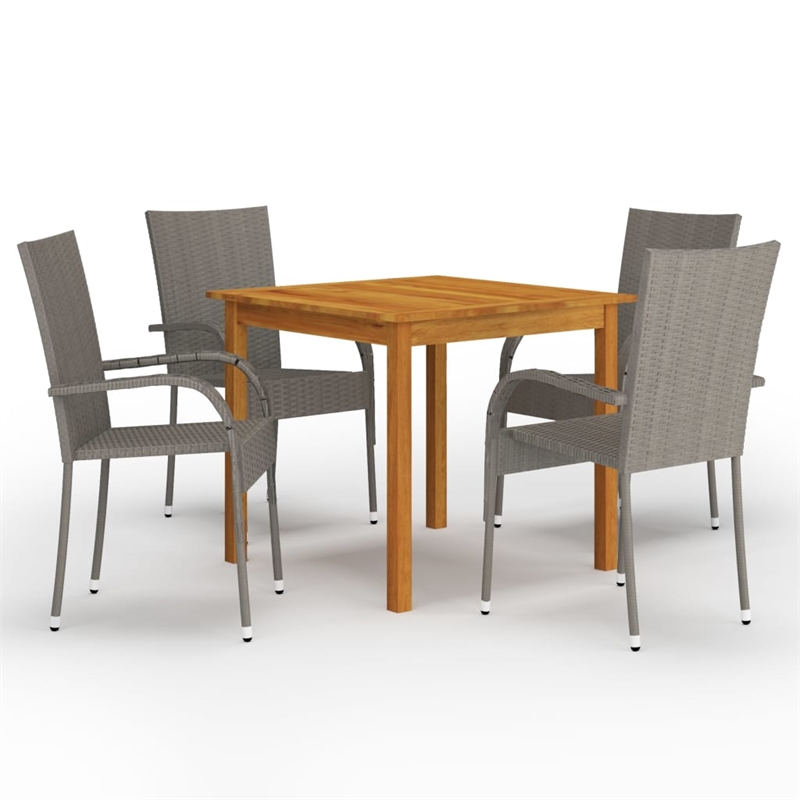 Afuera Living Dining Set Table Natural Wood Solid Acacia Wood Medium Stackable