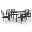 Afuera Living 7-Piece Dining Set in Black Glass/Powder-Coated Steel/PVC Rattan
