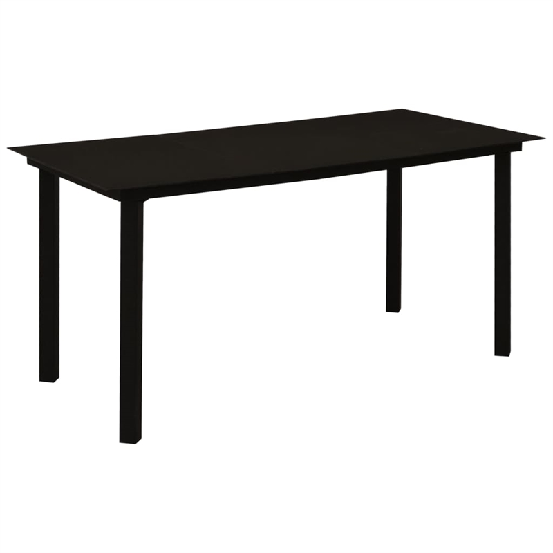 Afuera Living 7-Piece Dining Set in Black Glass/Powder-Coated Steel/PVC Rattan