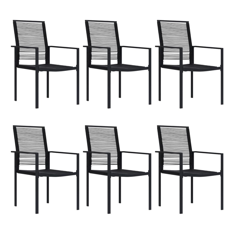 Afuera Living 7-Piece Dining Set in Black Glass/Powder-Coated Steel/PVC Rattan