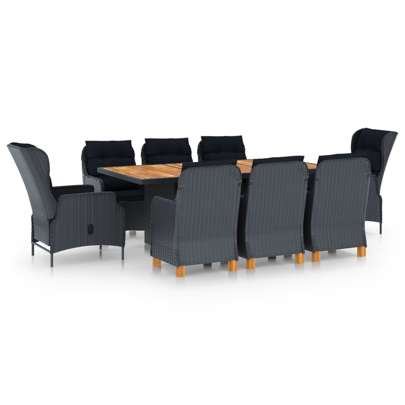 Afuera Living Outdoor Dining Set in Dark Gray Rattan Large Outdoor Dining Set