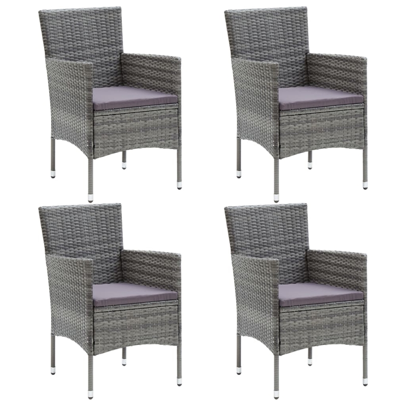 Afuera Living Dining Set in Gray with Rattan/Tempered Glass/Powder-Coated Steel