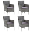 Afuera Living Dining Set in Gray with Rattan/Tempered Glass/Powder-Coated Steel