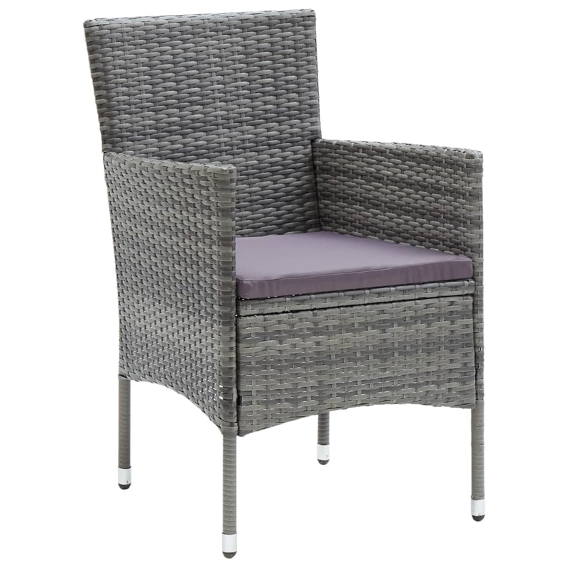 Afuera Living Dining Set in Gray with Rattan/Tempered Glass/Powder-Coated Steel