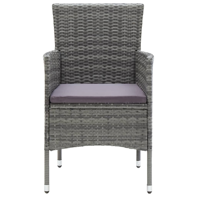 Afuera Living Dining Set in Gray with Rattan/Tempered Glass/Powder-Coated Steel