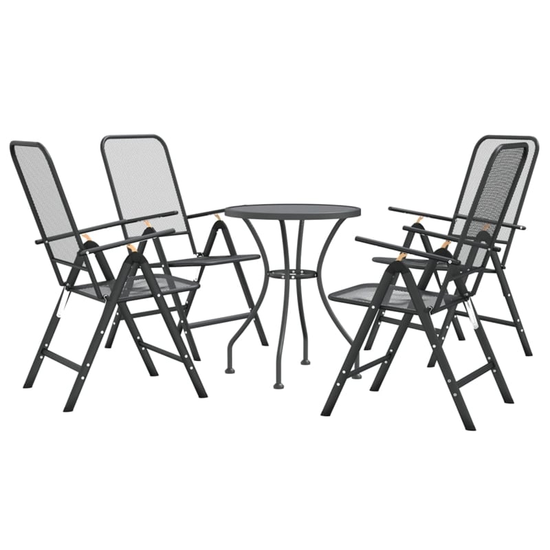 Afuera Living Expanded Metal Mesh Compact Foldable Dining Set in Charcoal/Gray