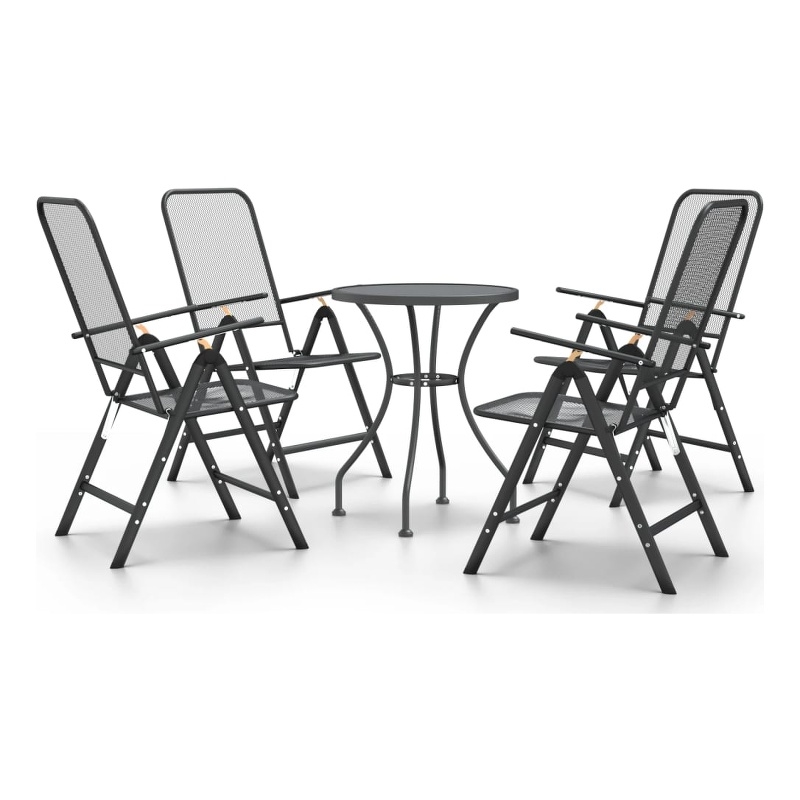 Afuera Living Expanded Metal Mesh Compact Foldable Dining Set in Charcoal/Gray