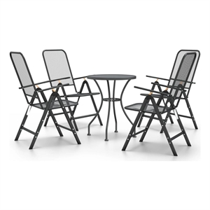 Afuera Living Expanded Metal Mesh Compact Foldable Dining Set in Charcoal/Gray