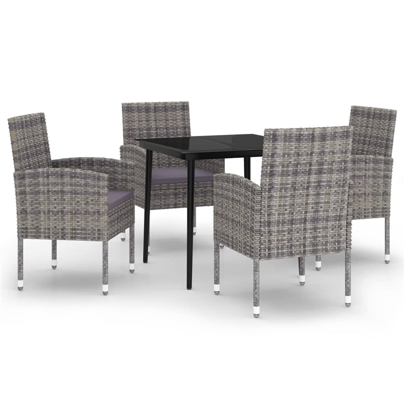 Afuera Living Powder-Coated Steel & Rattan Garden Dining Set in Anthracite/Gray