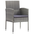 Afuera Living Powder-Coated Steel & Rattan Garden Dining Set in Anthracite/Gray