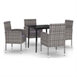 Afuera Living Powder-Coated Steel & Rattan Garden Dining Set in Anthracite/Gray