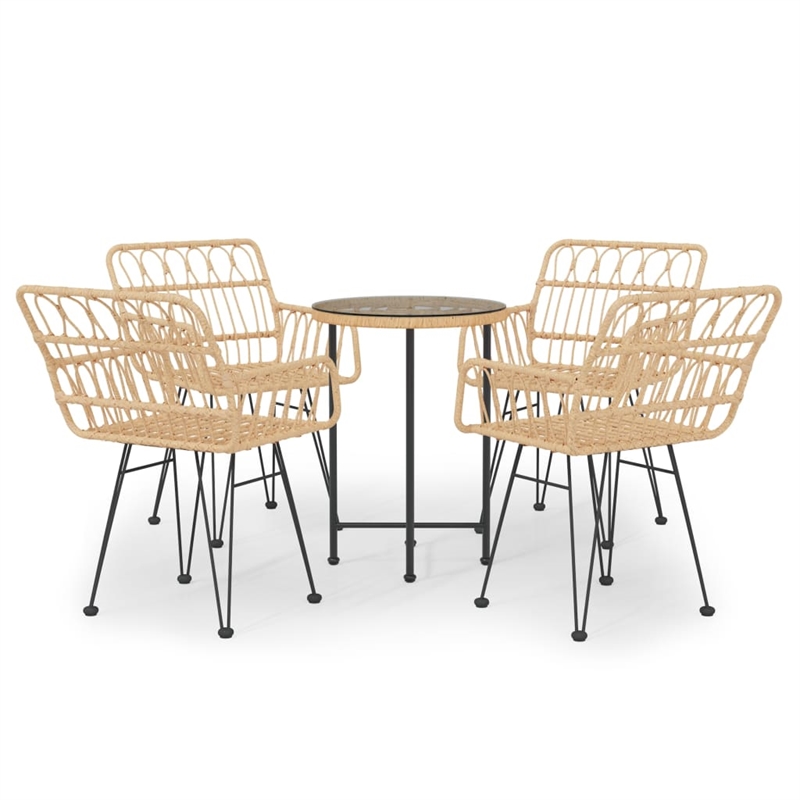 Afuera Living Poly Rattan Medium Ergonomic Garden Dining Set in Black