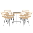 Afuera Living Poly Rattan Medium Ergonomic Garden Dining Set in Black