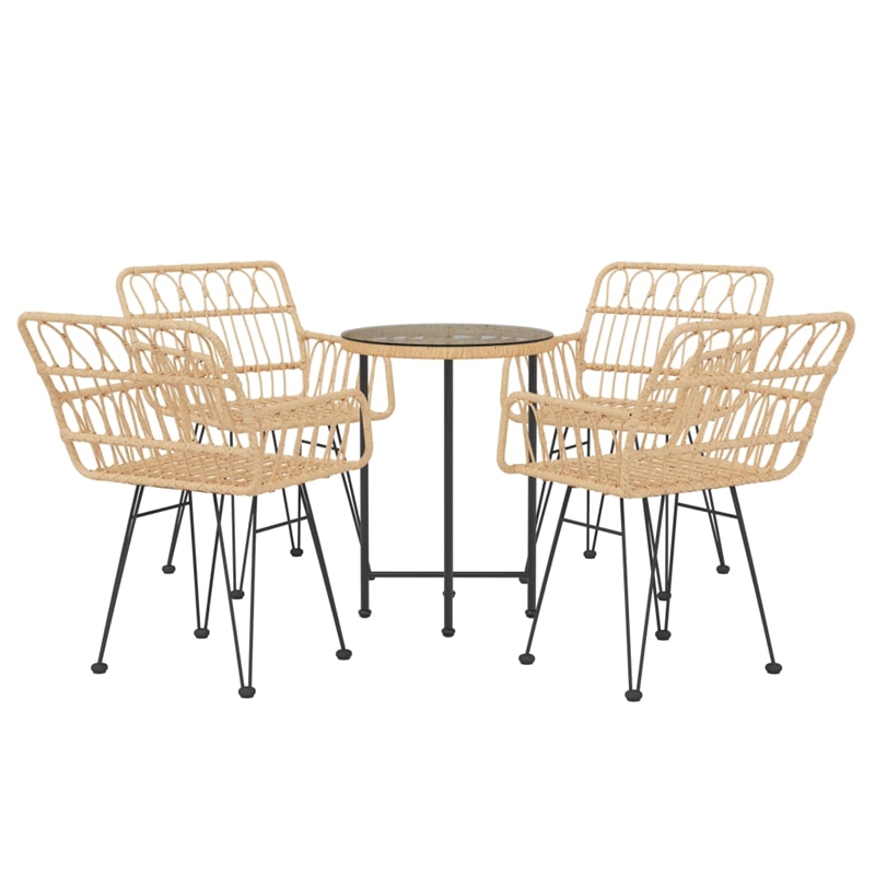 Afuera Living Poly Rattan Medium Ergonomic Garden Dining Set in Black