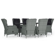 Afuera Living Poly Rattan 7 Piece Set Garden Dining Set in Light Gray