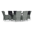 Afuera Living Poly Rattan 7 Piece Set Garden Dining Set in Light Gray