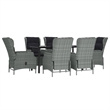 Afuera Living Poly Rattan 7 Piece Set Garden Dining Set in Light Gray