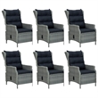Afuera Living Poly Rattan 7 Piece Set Garden Dining Set in Light Gray