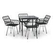 Afuera Living Poly Rattan Standard Durable Garden Dining Set in Black