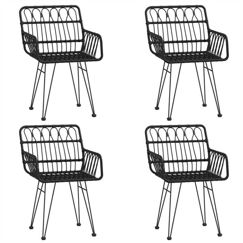 Afuera Living Poly Rattan Standard Durable Garden Dining Set in Black