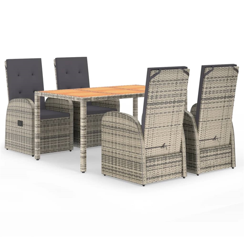 Afuera Living PE Rattan Adjustable Armrests Garden Dining Set in Gray