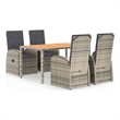 Afuera Living PE Rattan Adjustable Armrests Garden Dining Set in Gray