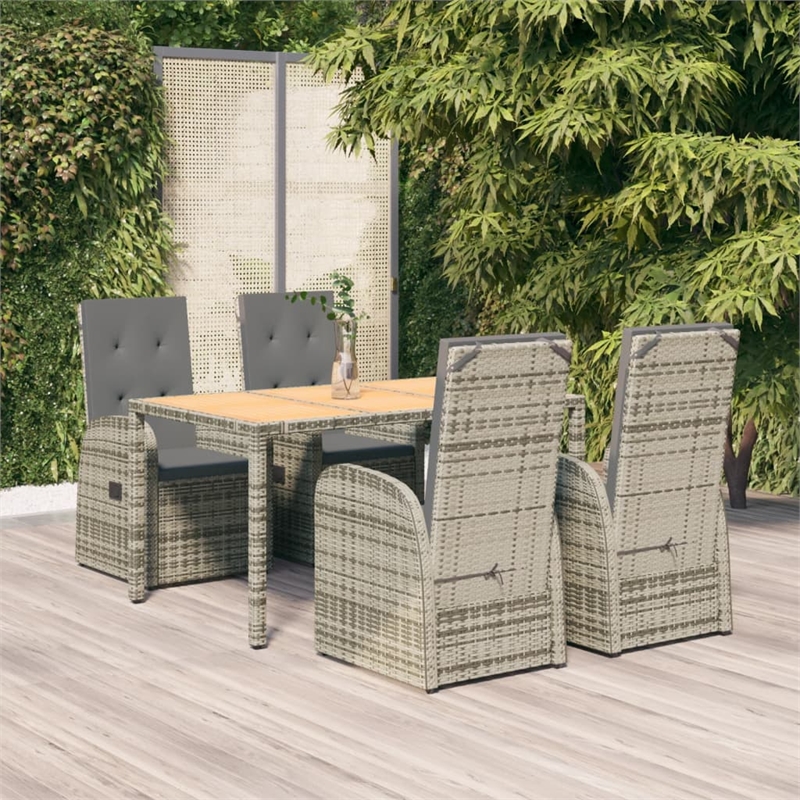 Afuera Living PE Rattan Adjustable Armrests Garden Dining Set in Gray
