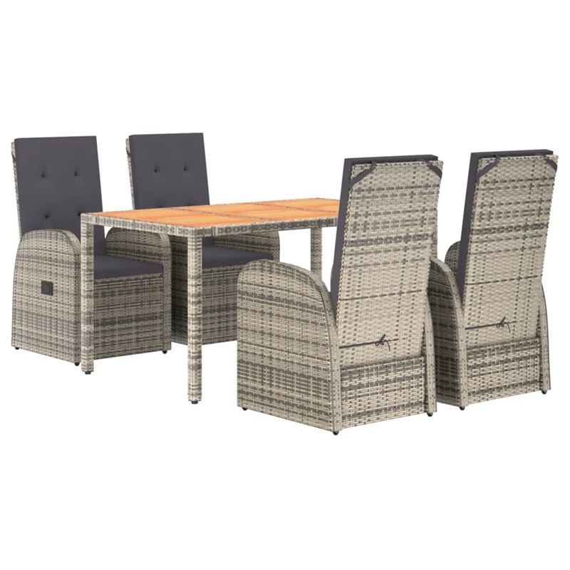 Afuera Living PE Rattan Adjustable Armrests Garden Dining Set in Gray