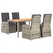 Afuera Living PE Rattan Adjustable Armrests Garden Dining Set in Gray