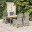 Afuera Living PE Rattan Adjustable Armrests Garden Dining Set in Gray