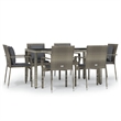 Afuera Living PE Rattan 7 Piece Set Modular Garden Dining Set in Gray