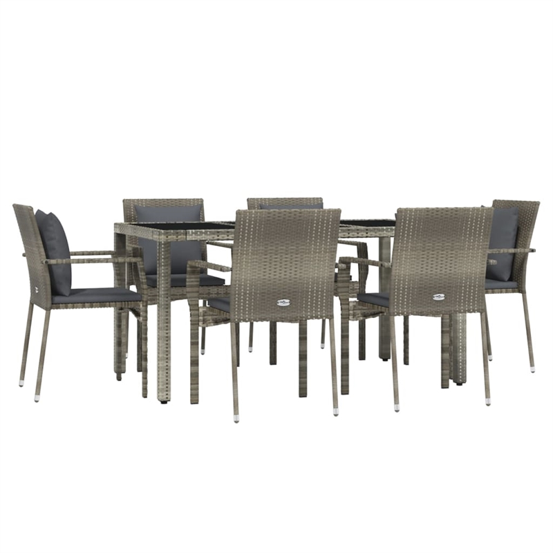 Afuera Living PE Rattan 7 Piece Set Modular Garden Dining Set in Gray