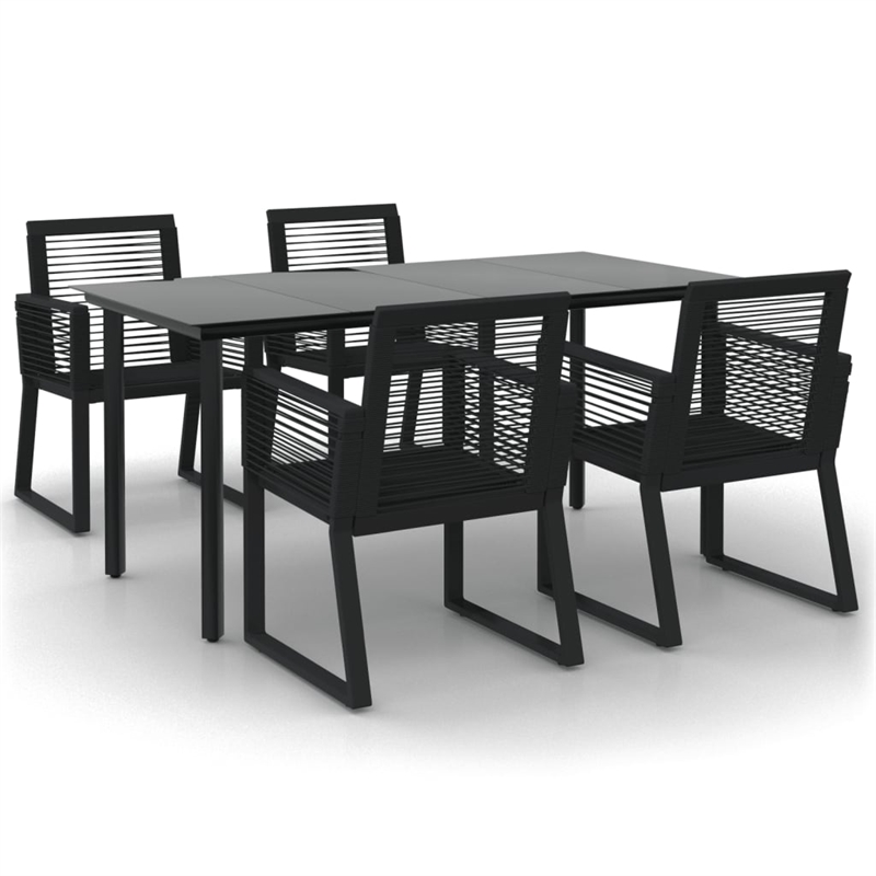 Afuera Living PVC Rattan 5 Piece Ergonomic Garden Dining Set in Black