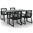 Afuera Living PVC Rattan 5 Piece Ergonomic Garden Dining Set in Black