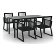 Afuera Living PVC Rattan 5 Piece Ergonomic Garden Dining Set in Black