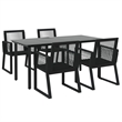 Afuera Living PVC Rattan 5 Piece Ergonomic Garden Dining Set in Black
