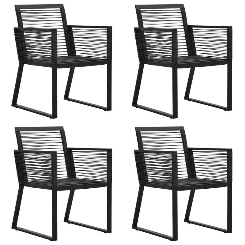 Afuera Living PVC Rattan 5 Piece Ergonomic Garden Dining Set in Black